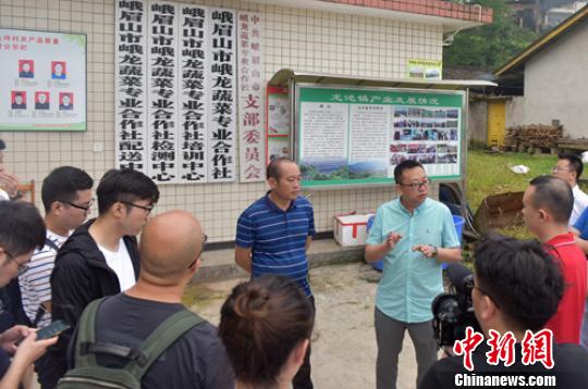峨龙蔬菜专业合作社负责人等介绍情况。　刘忠俊 摄